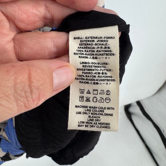 Free People Indigo Floral Smocked Mini Dress Boho Peasant Puff Sleeve Size M - Picture 6 of 11